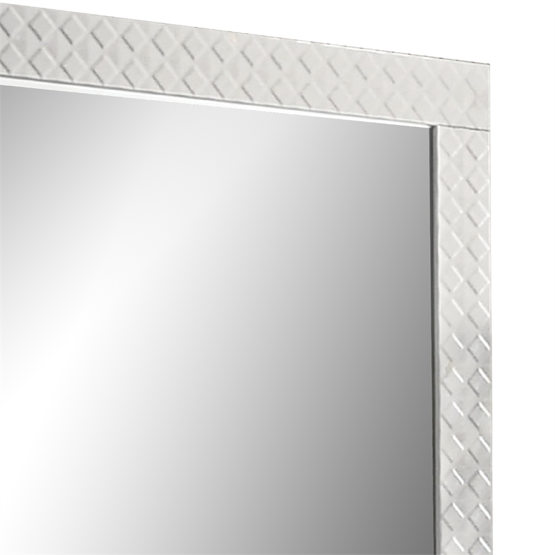 Dema Dresser Vanity Mirror-High Gloss White Textured Trim