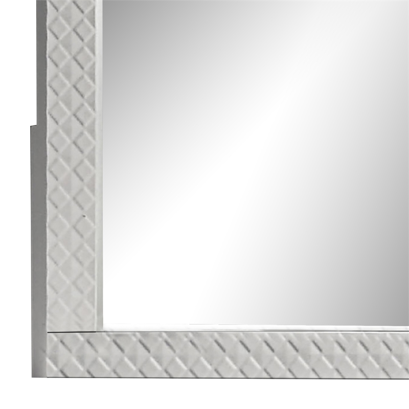 Dema Dresser Vanity Mirror-High Gloss White Textured Trim
