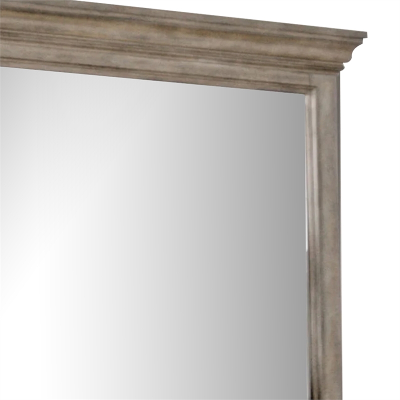 Zea Vanity Dresser Mirror-Elegant Crown Moldings in Aged Oak Brown
