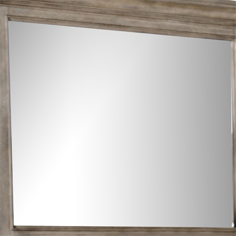 Zea Vanity Dresser Mirror-Elegant Crown Moldings in Aged Oak Brown