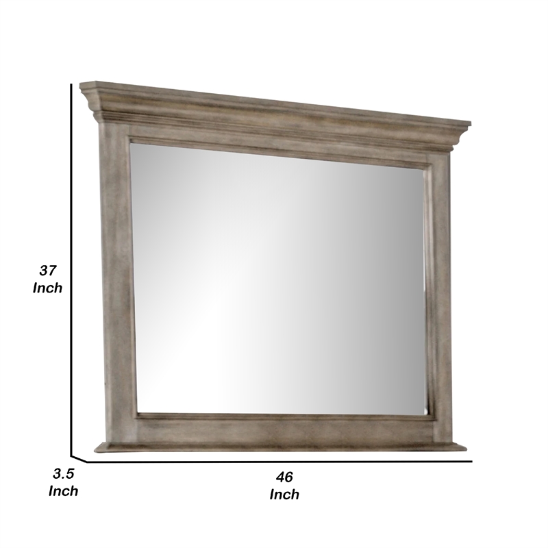 Zea Vanity Dresser Mirror-Elegant Crown Moldings in Aged Oak Brown