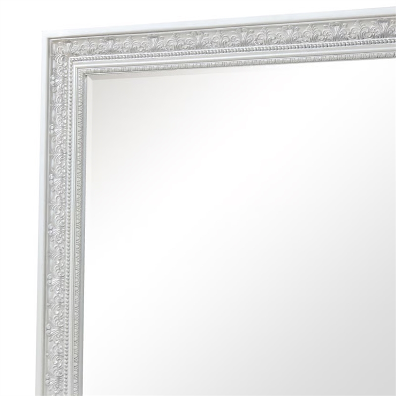 Miamy Dresser Mirror-44 Inch Cream White Wood Frame-Bevelled Edge