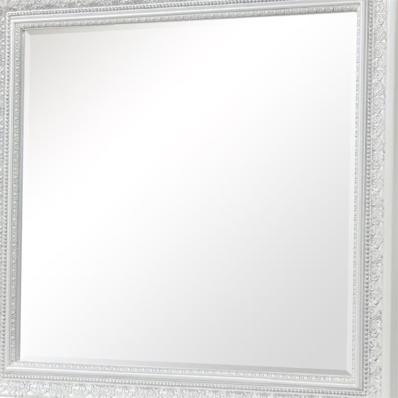 Miamy Dresser Mirror-44 Inch Cream White Wood Frame-Bevelled Edge