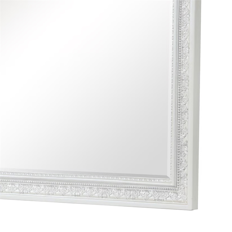 Miamy Dresser Mirror-44 Inch Cream White Wood Frame-Bevelled Edge