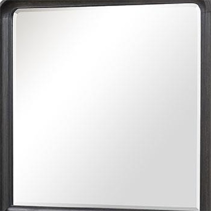 Osko 42 Inch Dresser Mirror-Rounded Edges-Black Poplar Wood