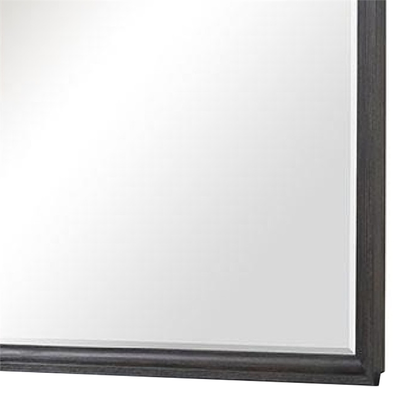 Osko 42 Inch Dresser Mirror-Rounded Edges-Black Poplar Wood