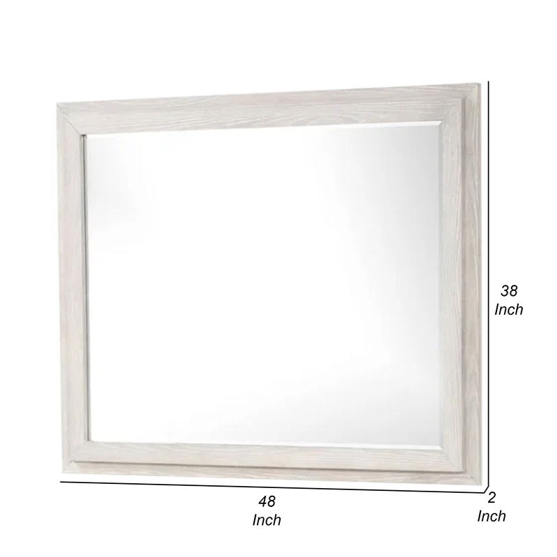 Loji 48 Inch Dresser Mirror-Weathered Gray Frame-Solid Rubberwood