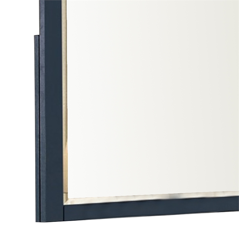 Tela 36 Inch Dresser Mirror-Blue Pinewood Frame-Dark Brown Top