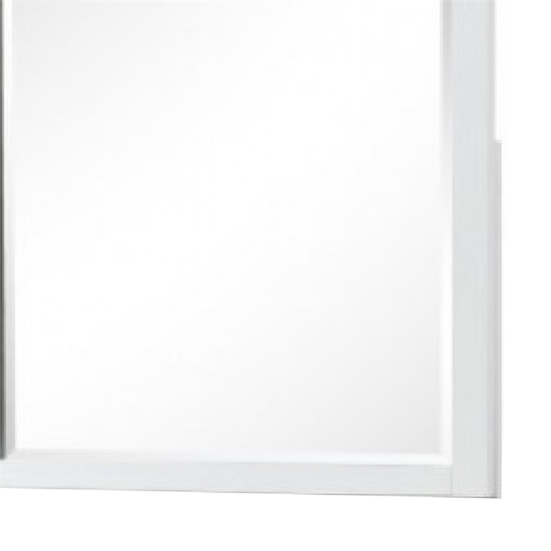 Tela Dresser Mirror-White Pinewood Frame-Dark Brown Top-36 Inch