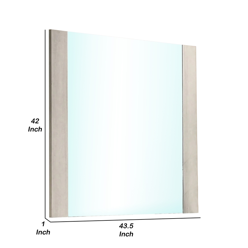 Nomi Dresser Mirror-44 Inch White Wash Rectangular Wood Frame