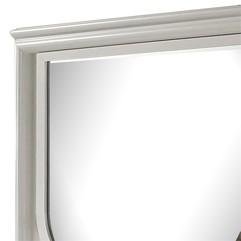 Dima Dresser Mirror-38 Inch-White Rubberwood-Embossed Panels w LED