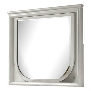 Dima Dresser Mirror-38 Inch-White Rubberwood-Embossed Panels w LED