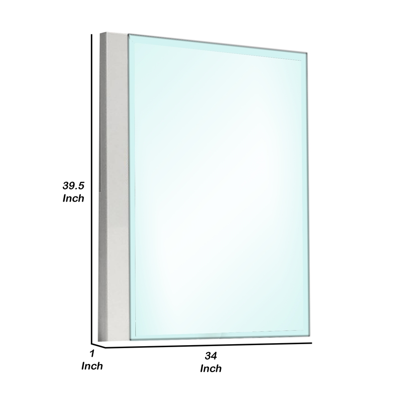 Suni Dresser Mirror-40 Inch-Sleek White Wood-Frameless Design