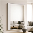 Suni Dresser Mirror-40 Inch-Sleek White Wood-Frameless Design