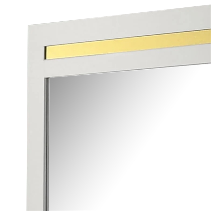 Yoki 41 Inch Dresser Mirror-Modern Glam White with Gold Acrylic Accents