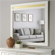 Yoki 41 Inch Dresser Mirror-Modern Glam White with Gold Acrylic Accents