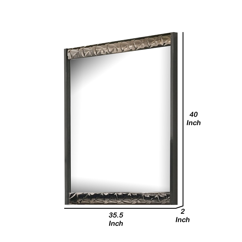 Zara 36x40 Dresser Mirror-Rectangular-Chrome Geo Molding-Ash Gray