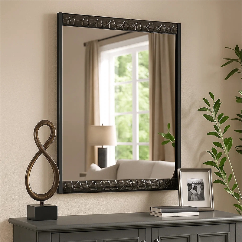 Zara 36x40 Dresser Mirror-Rectangular-Chrome Geo Molding-Ash Gray