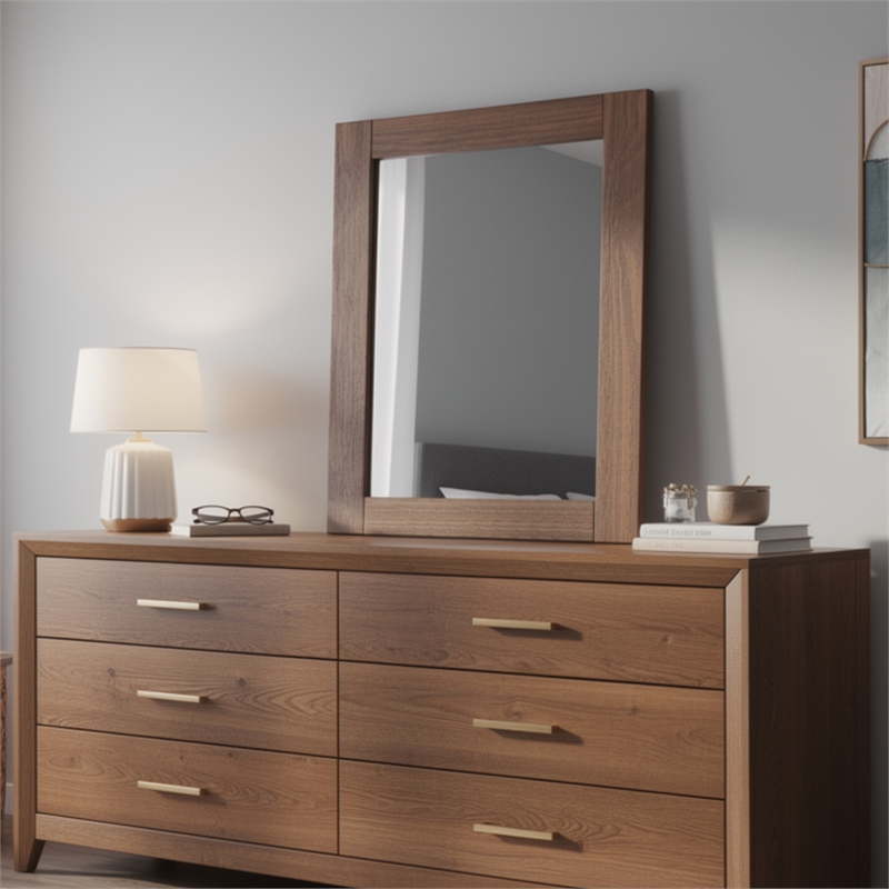 Stav Dresser Mirror-Rectangular Frame-Mahogany Brazilian Pine Wood