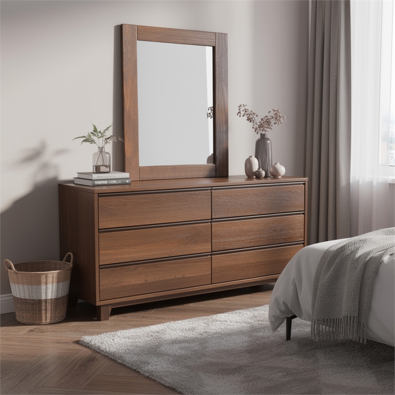 Stav Dresser Mirror-Rectangular Frame-Mahogany Brazilian Pine Wood