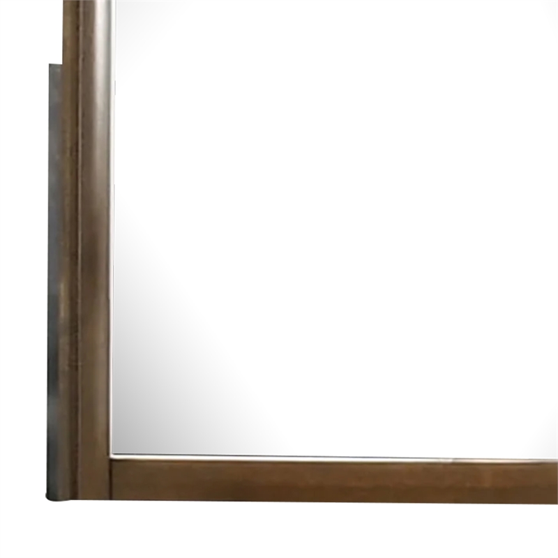 Cair Dresser Mirror-32 Inch Rectangular Frame-Round Edges-Brown Wood