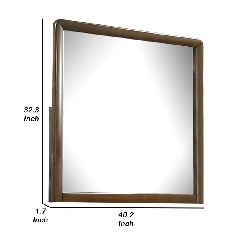Cair Dresser Mirror-32 Inch Rectangular Frame-Round Edges-Brown Wood