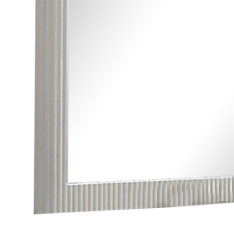 Alda Dresser Mirror-Rectangular Gray Reeded Wood-Silver Trim-38x40
