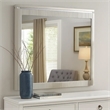 Alda Dresser Mirror-Rectangular Gray Reeded Wood-Silver Trim-38x40