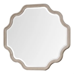 Fea Dresser Mirror-Natural Oak Brown Solid Wood-Scallop Edges-40x47