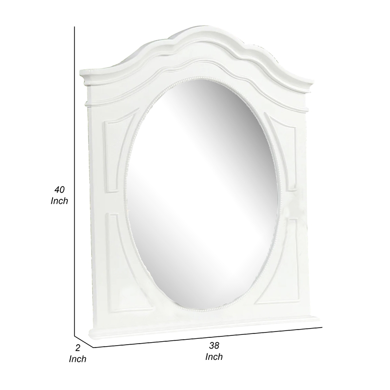 Calpan Dresser Mirror-Modern White Solid Wood Frame-38x40