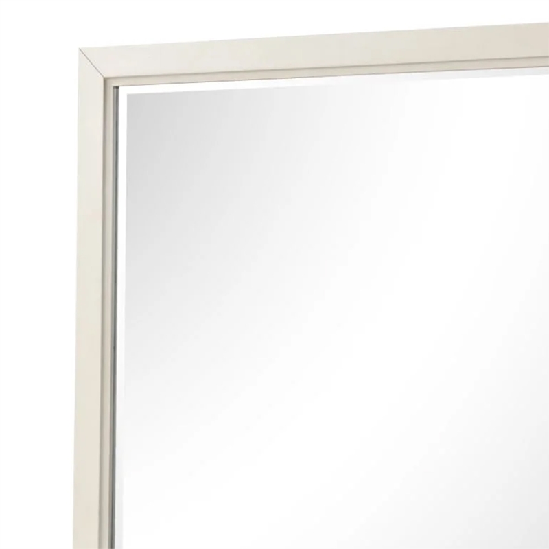 Toi Dresser Mirror-Beveled Glass-Antique White Finished Solid Wood-38 Inch