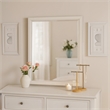 Toi Dresser Mirror-Beveled Glass-Antique White Finished Solid Wood-38 Inch