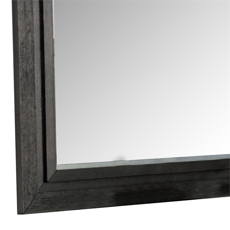 Ashen Dresser Mirror-Black Solid Wood-Rectangular Silhouette-40x46