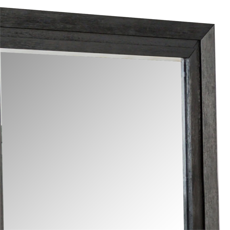 Ashen Dresser Mirror-Black Solid Wood-Rectangular Silhouette-40x46