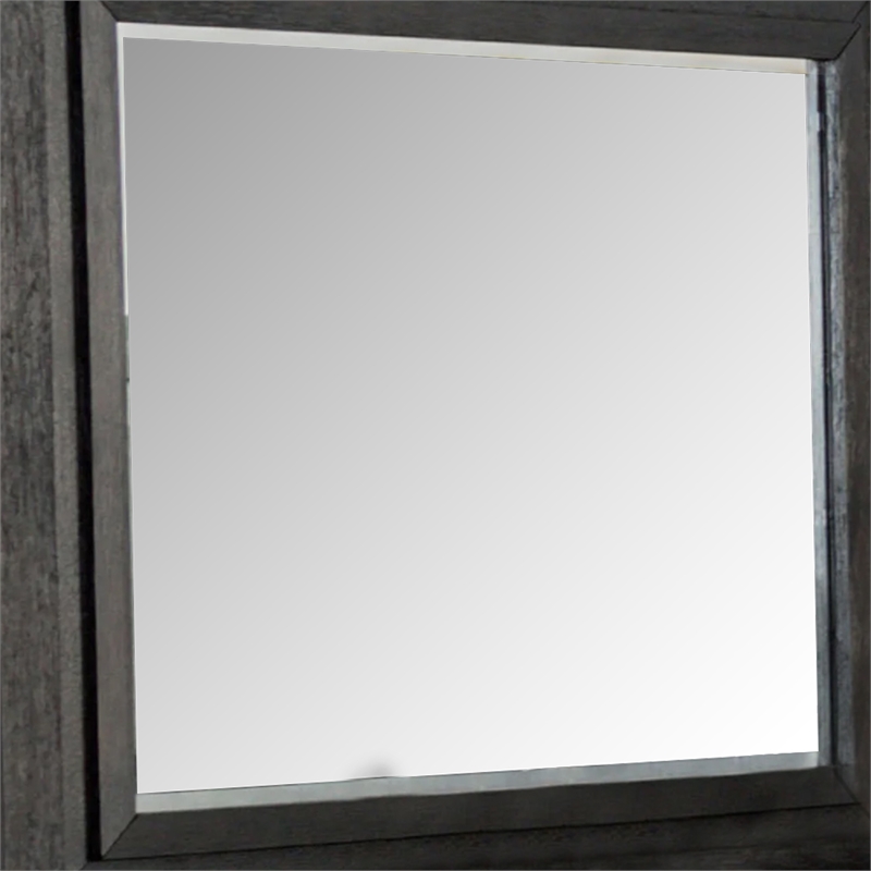 Ashen Dresser Mirror-Black Solid Wood-Rectangular Silhouette-40x46