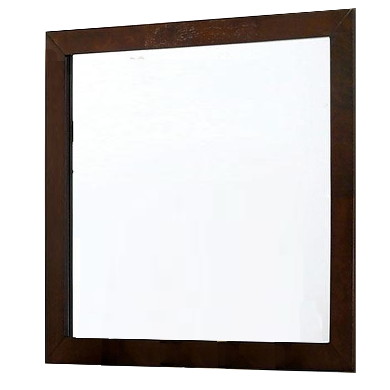 Ryla Dresser Mirror-38 Inch Square-Dark Cherry Brown Solid Wood