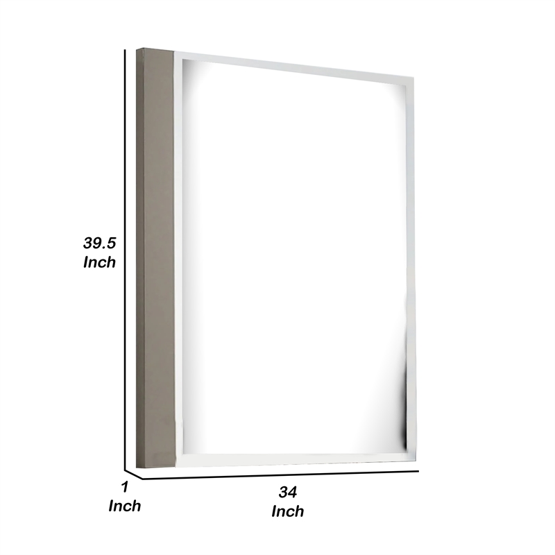 Suni Dresser Mirror-40 Inch-Sleek Light Taupe Wood-Frameless Design