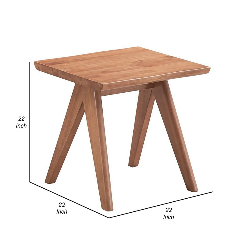 Tina 22 Inch Side End Accent Table-Angled Legs-Natural Wood Brown Finish