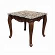 Aliya Side End Table-Rectangular 28 Inch Marble-Cherry Brown Wood