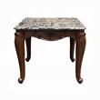 Aliya Side End Table-Rectangular 28 Inch Marble-Cherry Brown Wood