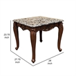 Aliya Side End Table-Rectangular 28 Inch Marble-Cherry Brown Wood