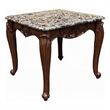 Aliya Side End Table-Rectangular 28 Inch Marble-Cherry Brown Wood