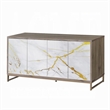 Avia Sideboard Console Cabinet-White Marble Look 4 Door Brown 65 Inch