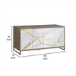 Avia Sideboard Console Cabinet-White Marble Look 4 Door Brown 65 Inch