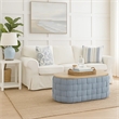Reah Coffee Table-Knitted Light Blue Chenille-Brown Wood-41 Inch