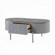 Doug Coffee Table-Gray High Gloss-Chrome Metal-Gray Wood-47 Inch