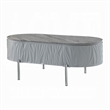Doug Coffee Table-Gray High Gloss-Chrome Metal-Gray Wood-47 Inch