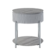 Doug Side End Table-22 Inch Gray High Gloss Wood-Chrome Metal Finish