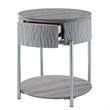 Doug Side End Table-22 Inch Gray High Gloss Wood-Chrome Metal Finish
