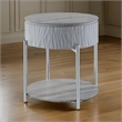 Doug Side End Table-22 Inch Gray High Gloss Wood-Chrome Metal Finish